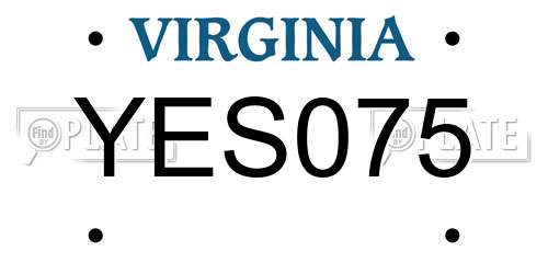 YES075 Virginia License Plate