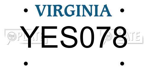 YES078 Virginia License Plate