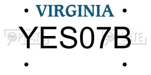 YES07B Virginia License Plate