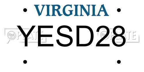 YESD28 Virginia License Plate