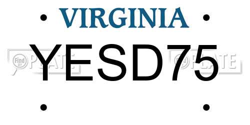 YESD75 Virginia License Plate