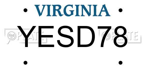 YESD78 Virginia License Plate