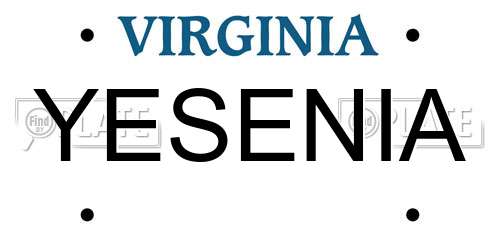 YESENIA Virginia License Plate