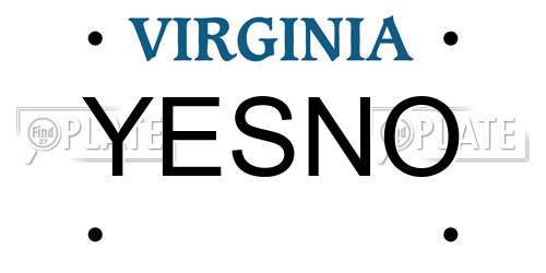 YESNO Virginia License Plate