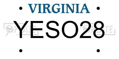 YESO28 Virginia License Plate