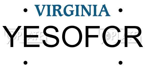 YESOFCR Virginia License Plate
