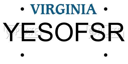 YESOFSR Virginia License Plate