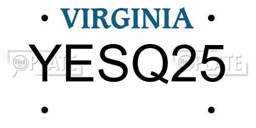 YESQ25 Virginia License Plate