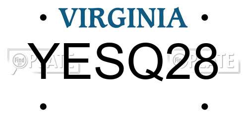 YESQ28 Virginia License Plate