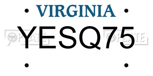 YESQ75 Virginia License Plate