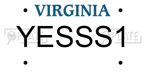 YESSS1 Virginia License Plate
