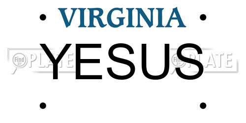 YESUS Virginia License Plate