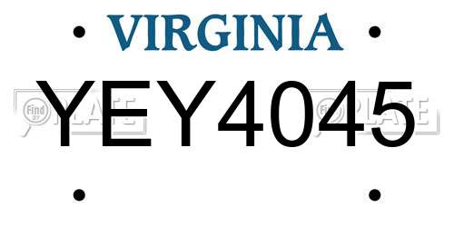 YEY4045 Virginia License Plate