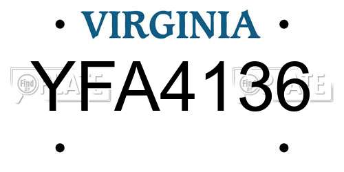 YFA4136 Virginia License Plate