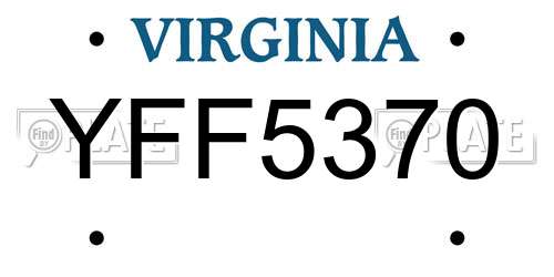 YFF5370 Virginia License Plate