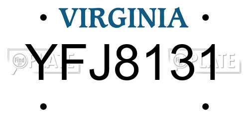 YFJ8131 Virginia License Plate