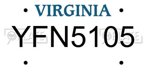 YFN5105 Virginia License Plate