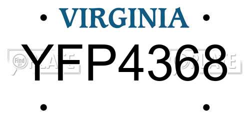 YFP4368 Virginia License Plate