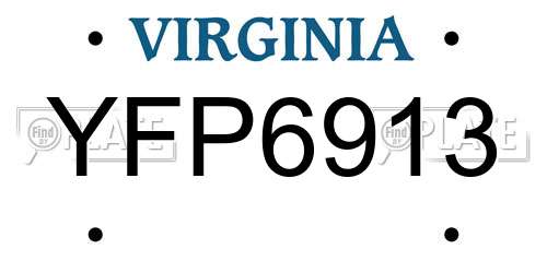 YFP6913 Virginia License Plate