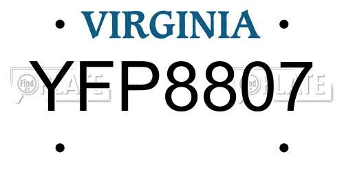 YFP8807 Virginia License Plate
