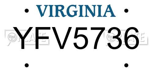 YFV5736 Virginia License Plate