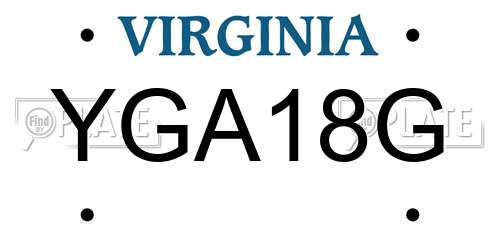 YGA18G Virginia License Plate