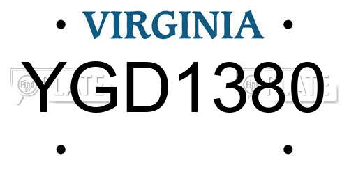 YGD1380 Virginia License Plate