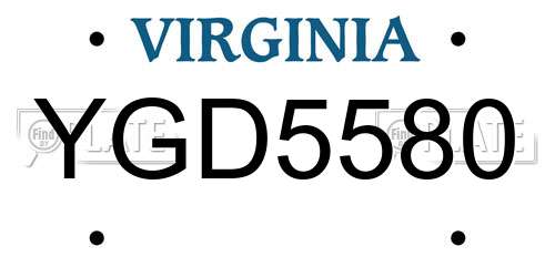 YGD5580 Virginia License Plate