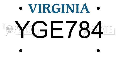 YGE784 Virginia License Plate