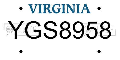 YGS8958 Virginia License Plate