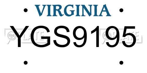 YGS9195 Virginia License Plate