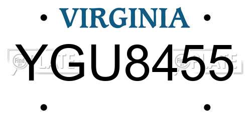 YGU8455 Virginia License Plate