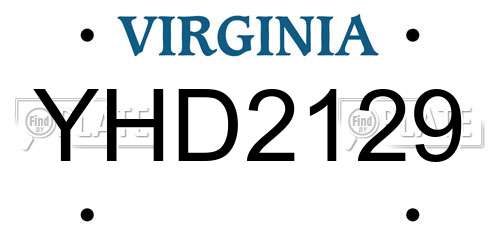 YHD2129 Virginia License Plate