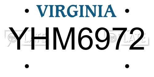 YHM6972 Virginia License Plate