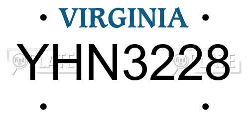 YHN3228 Virginia License Plate
