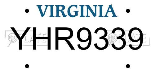 YHR9339 Virginia License Plate