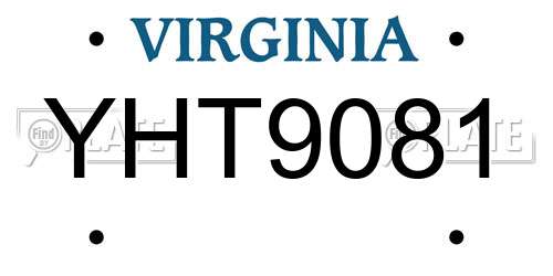 YHT9081 Virginia License Plate