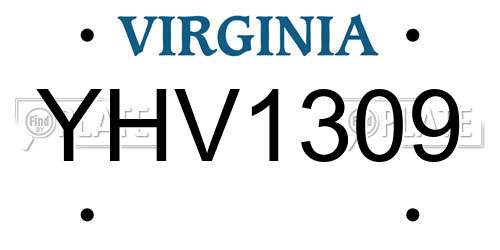 YHV1309 Virginia License Plate