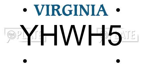 YHWH5 Virginia License Plate