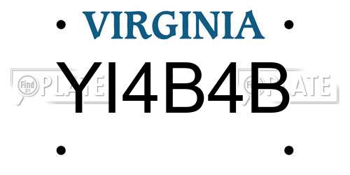 YI4B4B Virginia License Plate