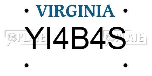 YI4B4S Virginia License Plate