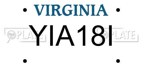 YIA18I Virginia License Plate
