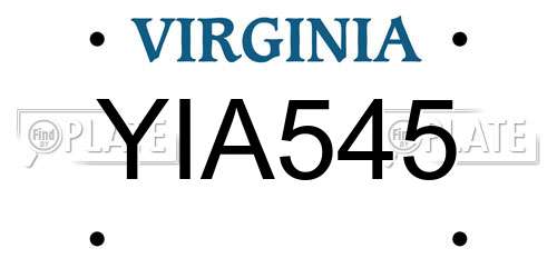 YIA545 Virginia License Plate