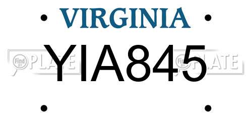 YIA845 Virginia License Plate