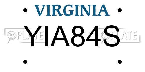 YIA84S Virginia License Plate