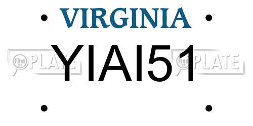 YIAI51 Virginia License Plate