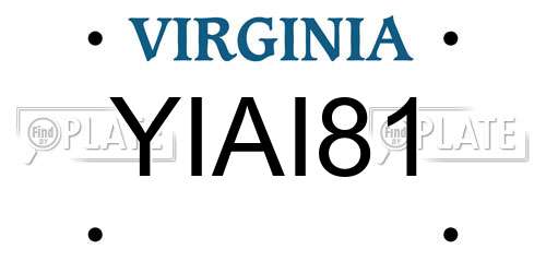 YIAI81 Virginia License Plate