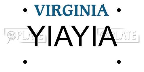 YIAYIA Virginia License Plate