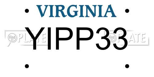 YIPP33 Virginia License Plate