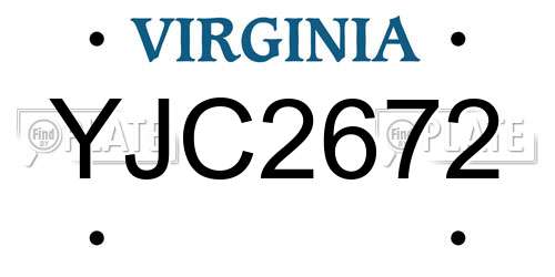 YJC2672 Virginia License Plate